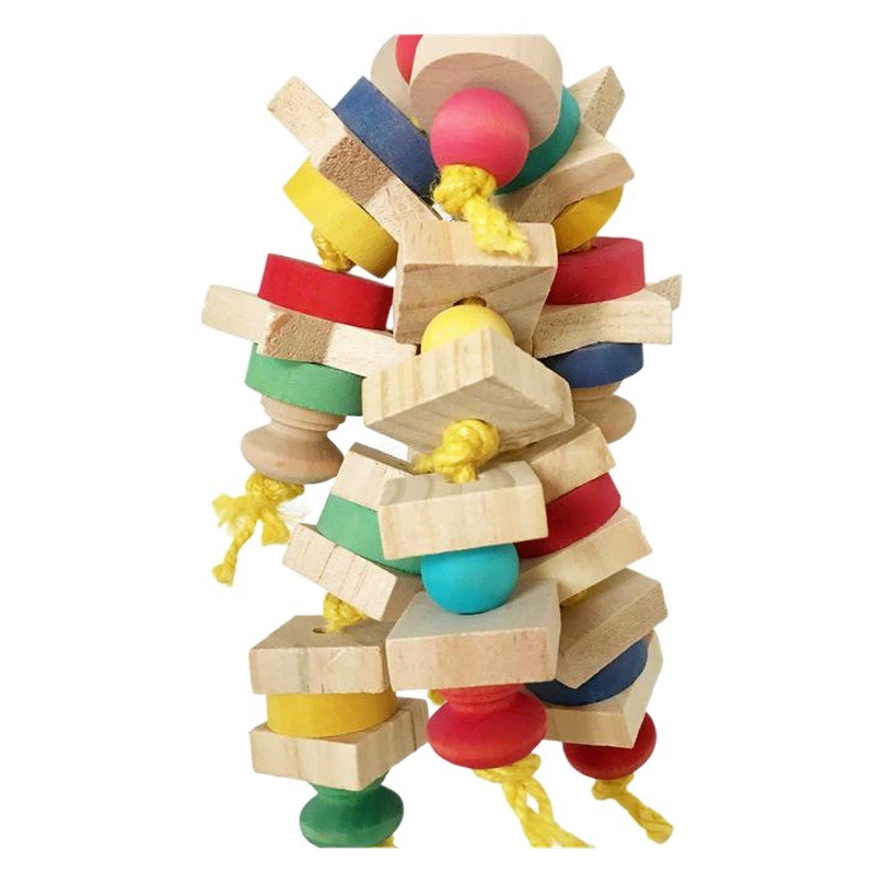 Игрушки для попугаев (большие, средние, малые): жевательные игрушки из натурального дерева, строительные блоки, жевательная веревка, лестница для лазания, деревянная лестница для птиц.