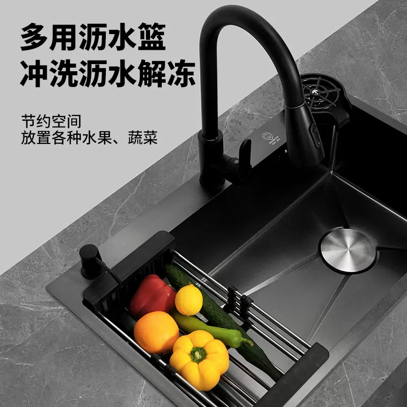 厂家直销不锈钢纳米水槽厨房家用大单槽新款洗碗池手工洗菜盆