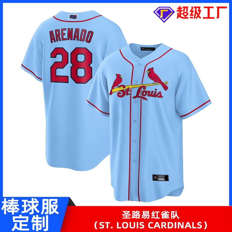 欧美跨境专供职业棒球服垒球服美式比赛棒球衫定制 圣路易红雀队