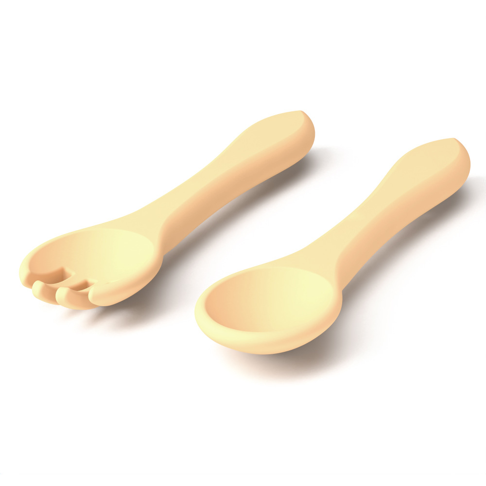 스푼과 포크는 식품등급 실리콘으로 제작되었습니다 [살구색]