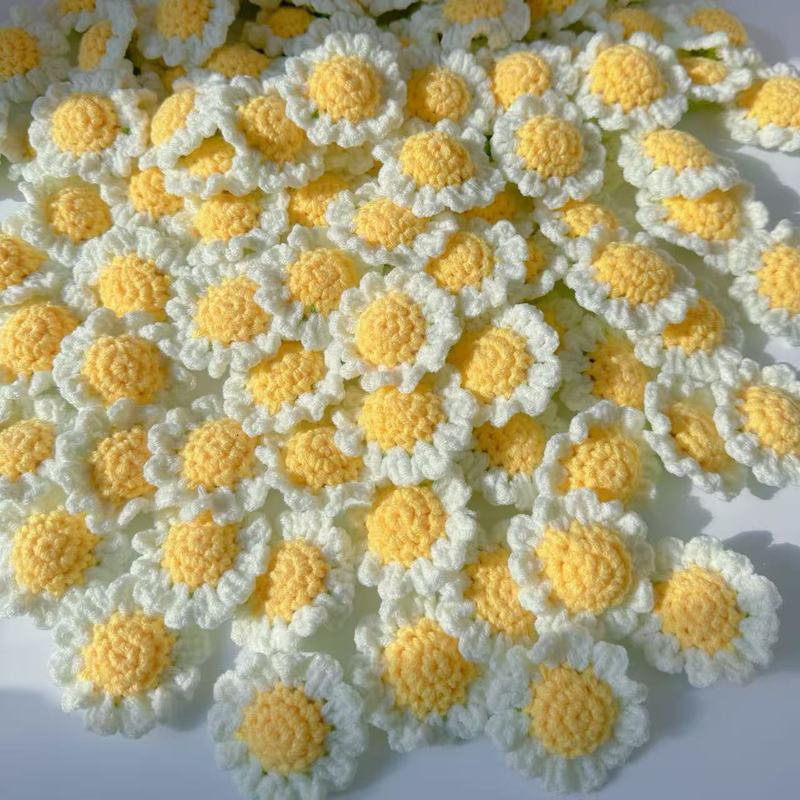 小雏菊手工编织花束洋甘菊毛线钩针花朵仿真花服装装饰配件辅料|undefined