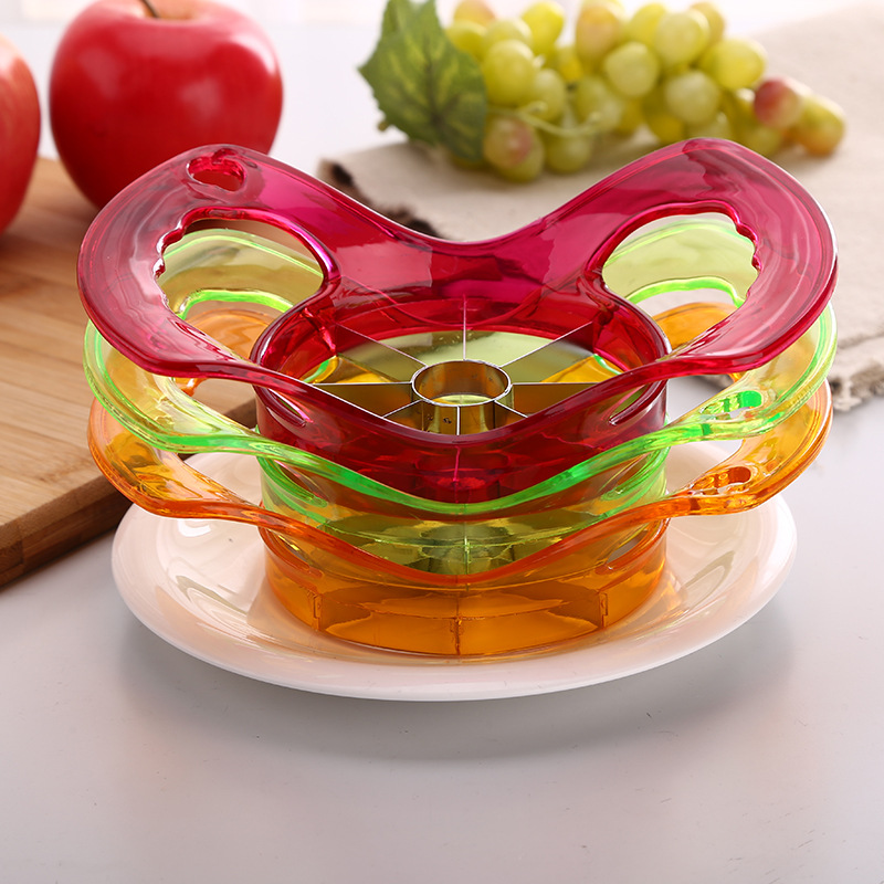 Divisor de fruta descorche Cortador de plástico Cortador de fruta de manzana de acero inoxidable Cortador de fruta de manzana grande