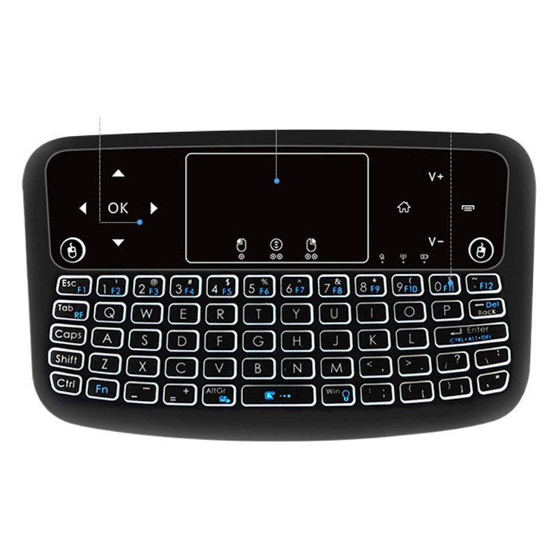 Mini teclado inalámbrico ardilla voladora aérea carga transfronteriza panel táctil plano teclado de control remoto retroiluminado de 7 colores