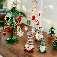 圣诞节日老人玻璃摆件圣诞树创意家居卡通桌面摆饰车载摆件工艺品