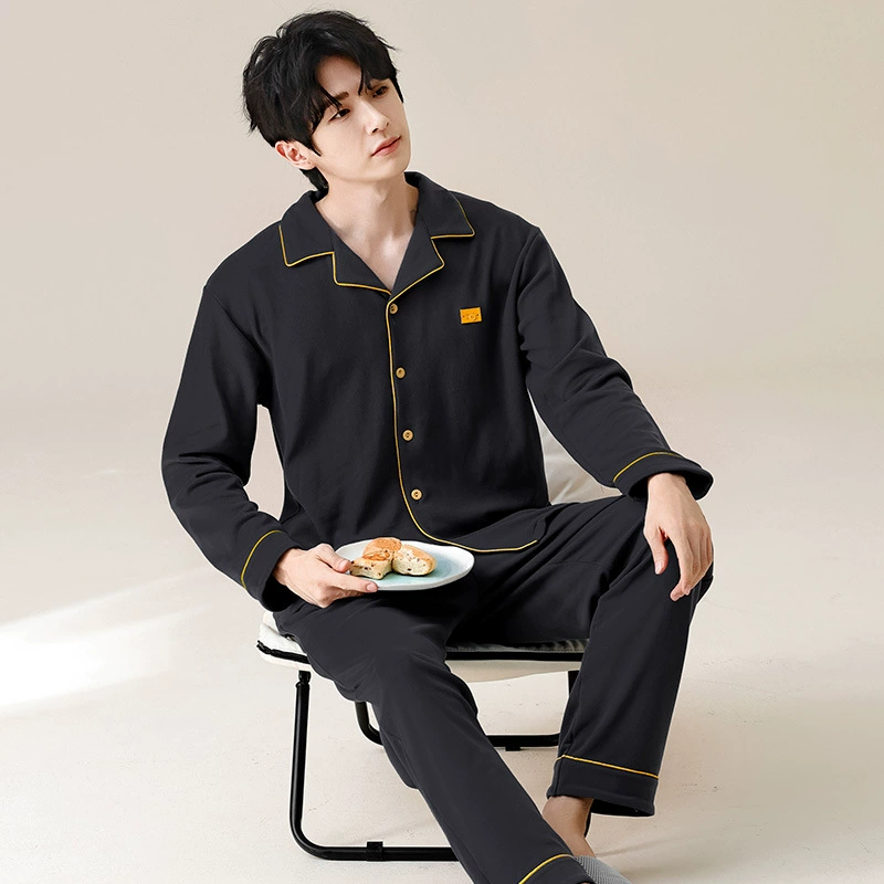 7XL пижамы мужские толстые кашемировые длинные рукава молодежные осенние и зимние специальные размеры 300-330 кг набор домашней одежды