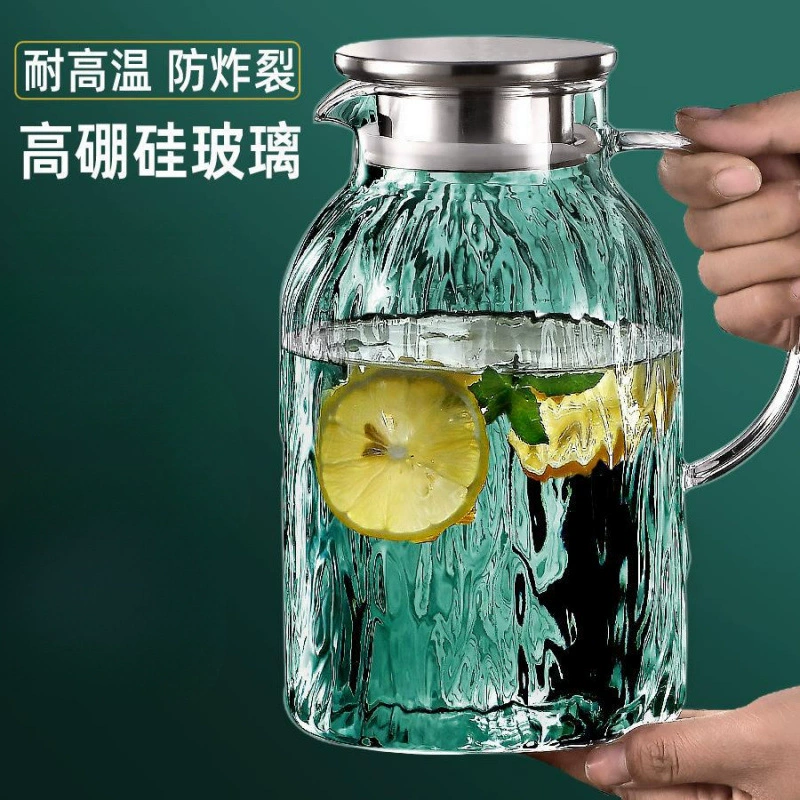 Кувшин для холодной воды из высокотемпературного стекла большой емкости для домашнего использования, подходит для охлаждения кипяченой воды, чайника и чашки для холодной воды.