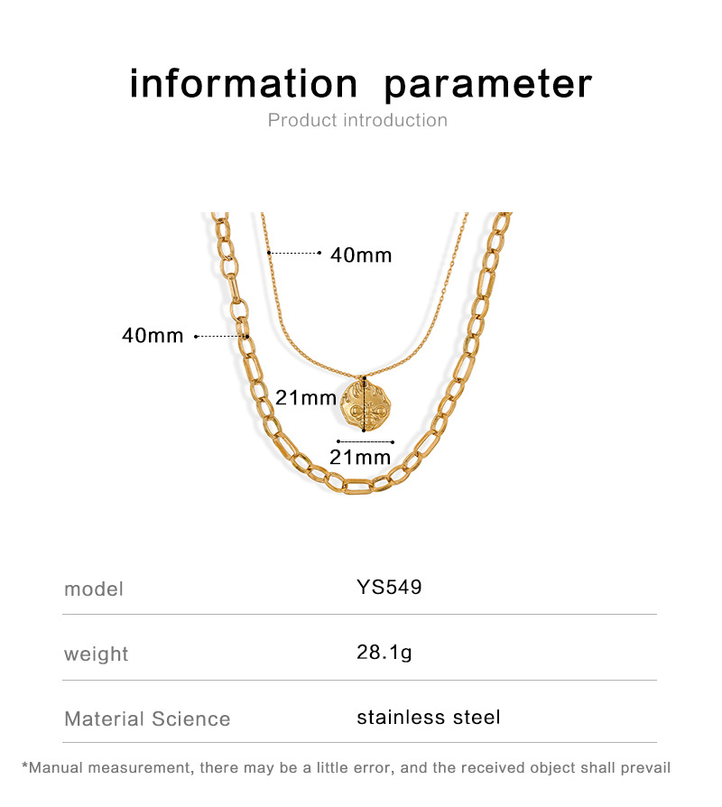 Fashion Bee Stainless Steel Titanium Steel Plating Layered Necklaces display picture 1