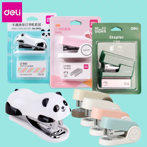 Deli Stapler Mini Set Student Office Portable Home Cute Standard Stapler Conventional Stapler