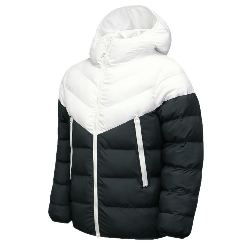 Chaqueta Acolchada con Capucha Bicolor para Hombre Algodón y Poliéster Térmico para Invierno