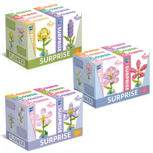 Cross-border children's building blocks, potted flowers, DIY small particle flower arrangements, dried flowers, home decorations, assembled, compatible with a certain tall building blocks