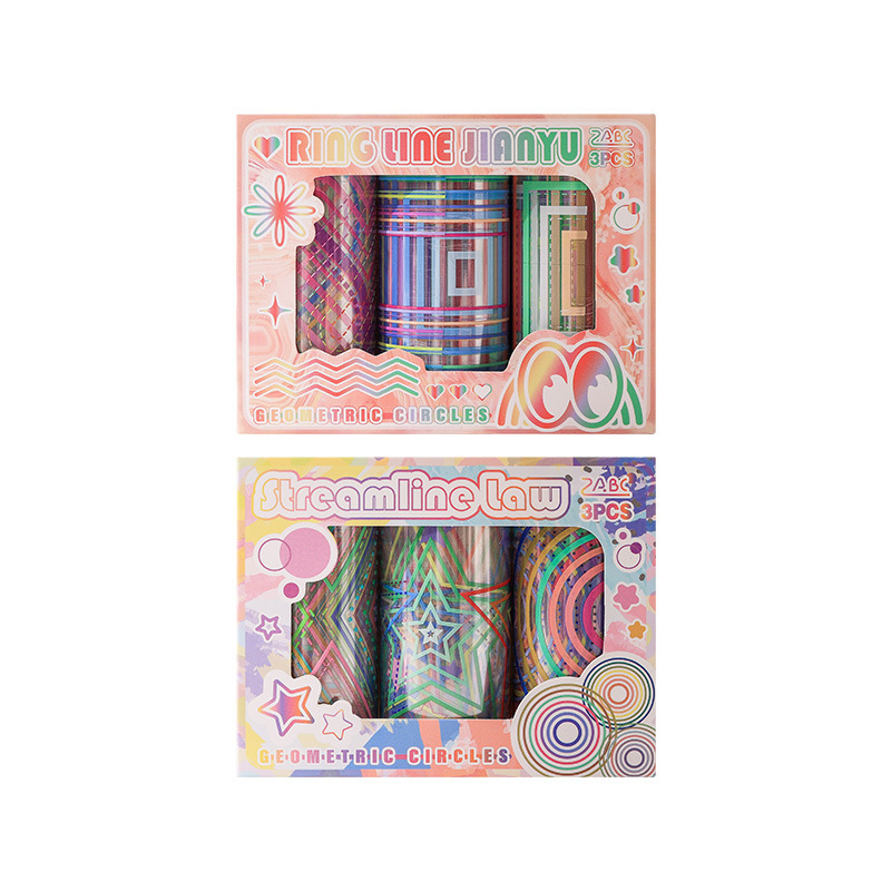 Geometría círculo transparente impermeable pet cinta adhesiva cubierta caja diy diario pegatinas gráficas a color transfronterizas pegatinas