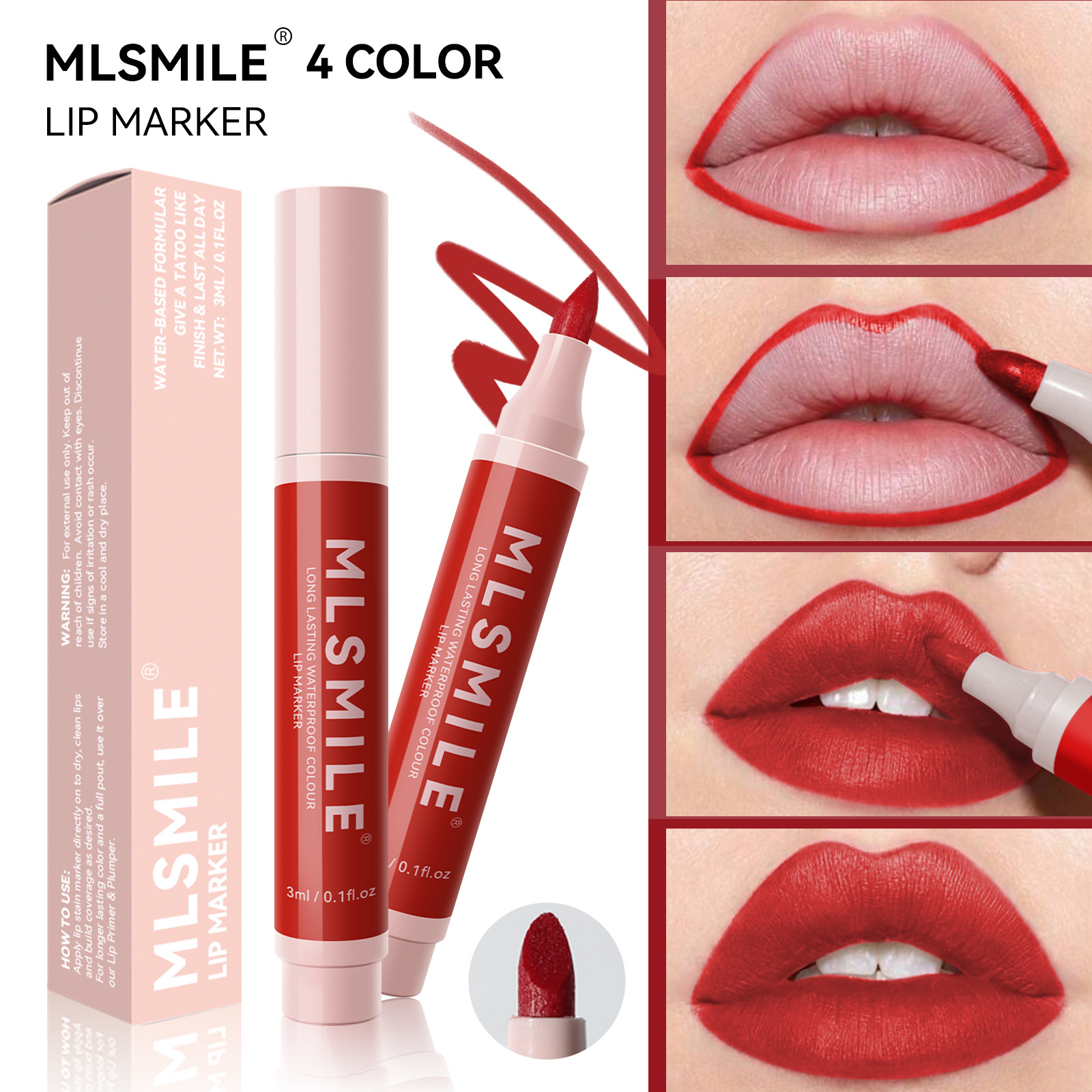 Mlsmile Cross-Border Exclusive Non-Stick Cup Lip Dye Pen Matte Easy-To-Apply Marker Lipstick Lip Gloss Lip Liner