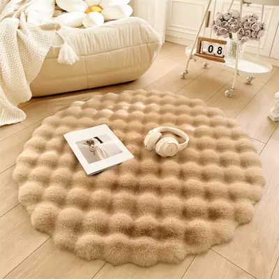 Luxury Floor Mat, Silent Tatami – Car Carpet - mushroom-color-thick-bubble-velvet-35cm-round