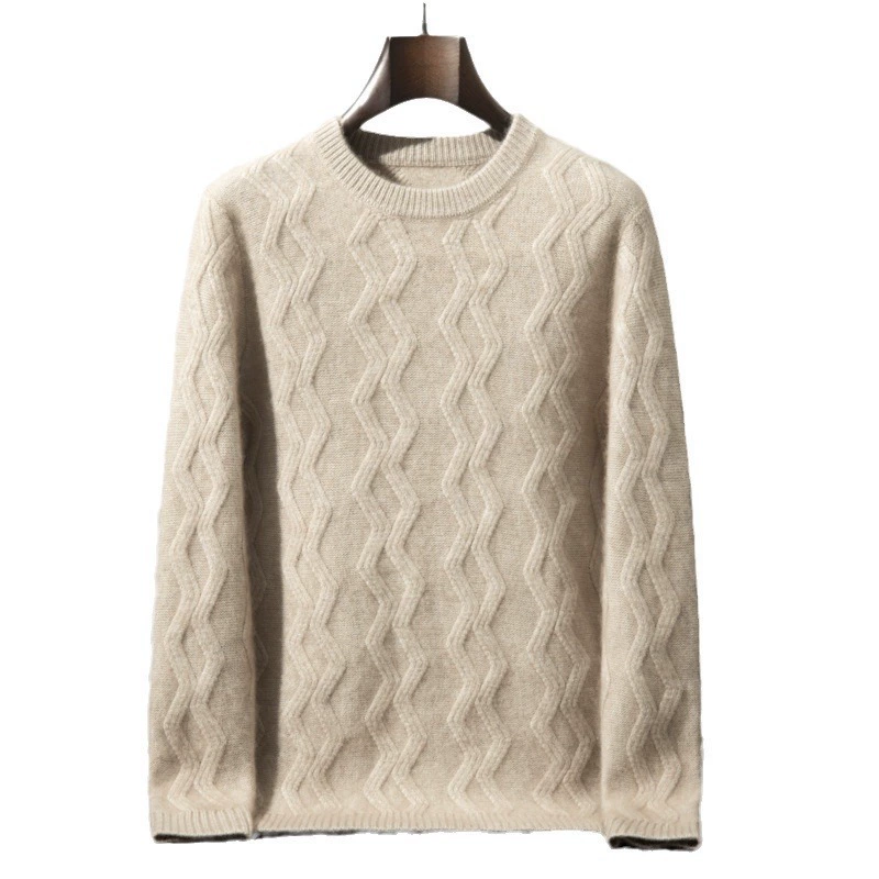 Cashmere woolen body-friendly sweater for leisure, round collar, increased thickness, loose fit
