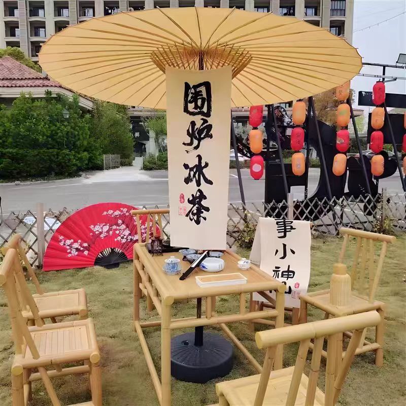 Aluminum Alloy Outdoor Patio Bamboo-Style Table and Chairs for Dining, Tea Brewing, Hot Pot, Garden, Homestay, and Scenic Area Outdoor Tables Aluminum Alloy Outdoor Patio Bamboo-Style Table and Chairs for Dining, Tea Brewing, Hot Pot, Garden, Homestay, and Scenic Area Outdoor Tables