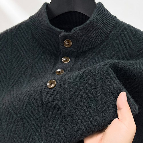 Puyuan Wool Sweater Men's Winter New 100% Thick Full Wool High-End Business Warm Pure Wool Sweater