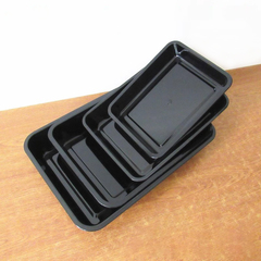 黑色亞克力菜盤塑料方盤長方形托盤涼菜盤子熟食滷菜展示櫃冷藏榕