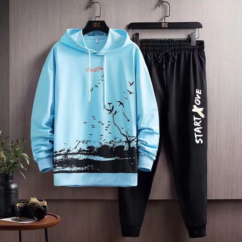 Suéter con capucha marca de moda para hombres Otoño e Invierno ropa superior con forro polar suelta moda coreana pintura de tinta casual concepción artística