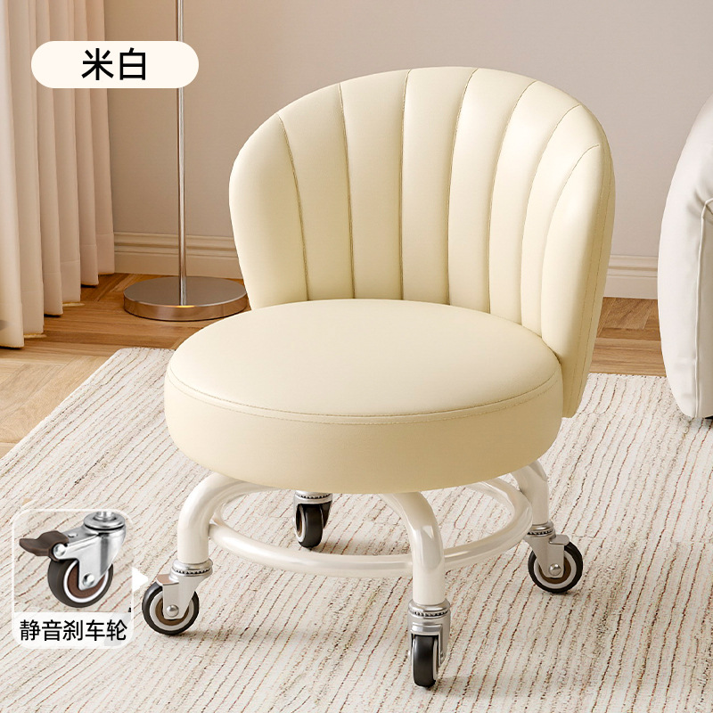Rueda universal móvil pequeño taburete giratorio con respaldo taburete con polea para bebés pequeños taburete bajo para cambiar zapatos taburete simple antideslizante image 7