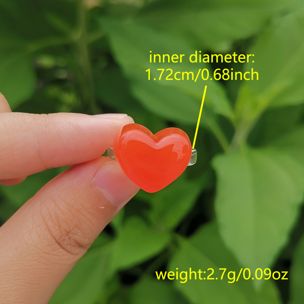 Candy Color Transparent Heart Shape Simple Ring Wholesale Jewelry Nihaojewelry display picture 1