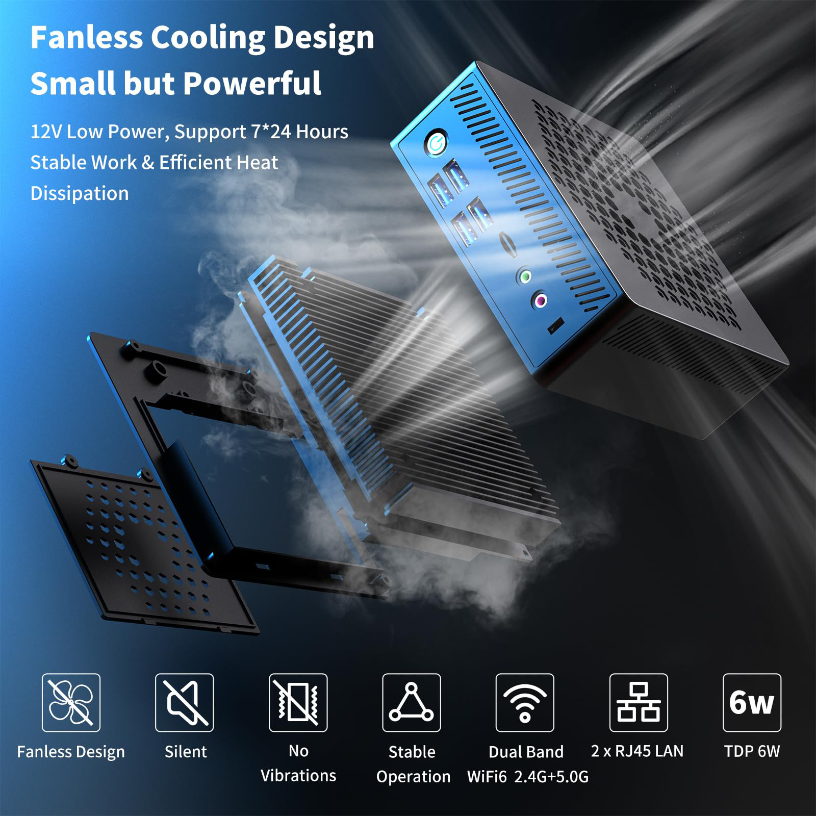 N100 mini ordenador sin ventilador host 0 ruido oficina en casa pequeño mini ordenador host mini pc