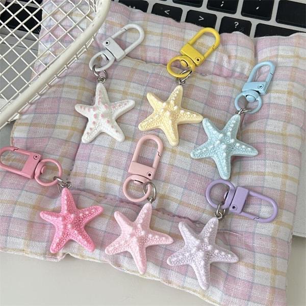 Nuevo lindo estereoscópico estrella de mar llavero de dibujos animados corazón de niña bolsos colgantes accesorios de regalo de pareja