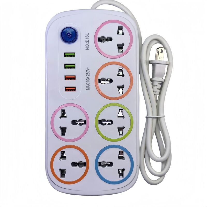 Popular Foreign Trade Power Strip Socket European-Style Universal Socket with Usb+C Port and Light
