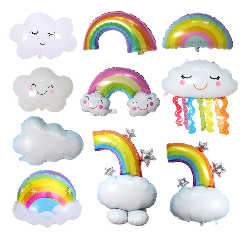 New special-shaped white cloud aluminum film balloon rainbow smile…