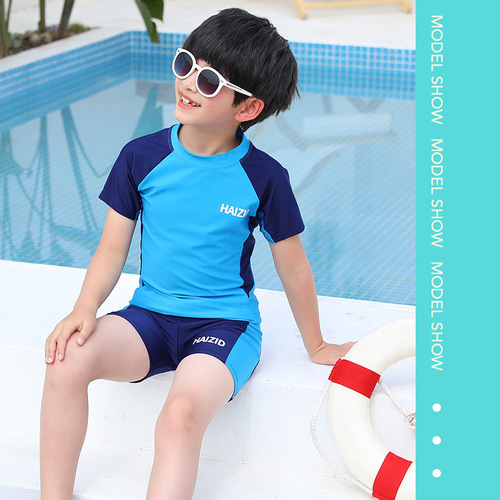 Factory direct sales children's swimsuit small, medium and large children split swimsuit girls summer fashion color matching sports swimming two-piece set