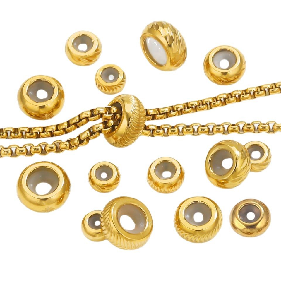 Acero inoxidable ajustable de silicona mano collar de cuentas sueltas joyas de pulsera de oro DIY color retainer joyas al por mayor