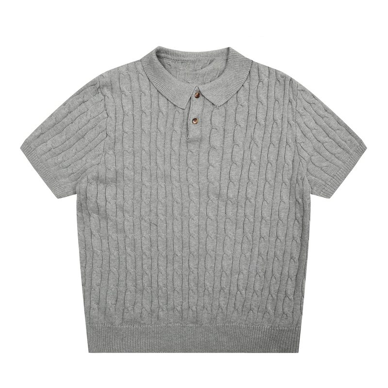 762男性モデルif刺繍小標poloシャツ新純色襟四季ニット半袖男神ootd必須|undefined