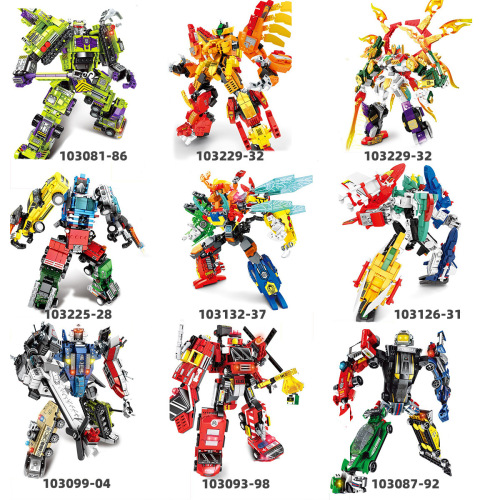Compatible with LEGO bricks Senbao Steel Mecha 6-in-1 Transformation Split Robot Assembly Building Blocks 103093