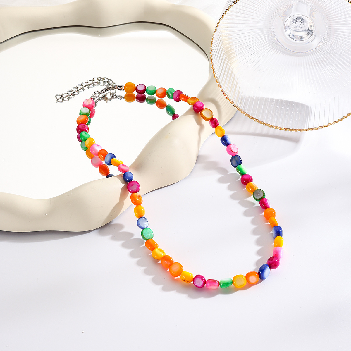 nouveau collier de perles en pierre de couleur collier de clavicule en pierre naturelle accessoires de collier design bijoux de niche_voghion.com