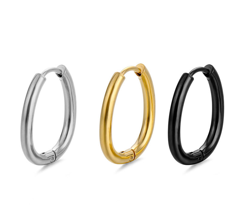 Geometry Ellipse Earrings Backing Simplicity Stainless steel Earrings fashion Versatile design Titanium Hoop Korean new pattern