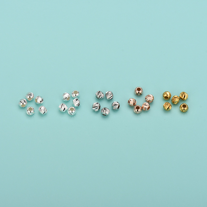 Solid Color Pattern 1 Piece Diameter 3mm Diameter 4mm 925 Sterling Silver Solid Color Polished DIY Jewelry Accessories Beads