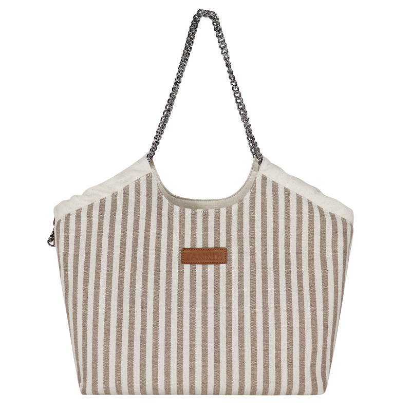 Double-Sided Denim Bag Custom Logo Embroidered Canvas Bag Women's Leopard Print Shoulder Chain Underarm Bag Tote Handbag - Thumbnail 3