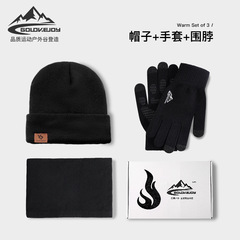 Set of 3 Items: Gift Boxed Winter Hat, Scarf, and Gloves - One-Size Fit for Men and Women - Knitted Wool with Fleece Lining for Warmth - Model: DTZ01