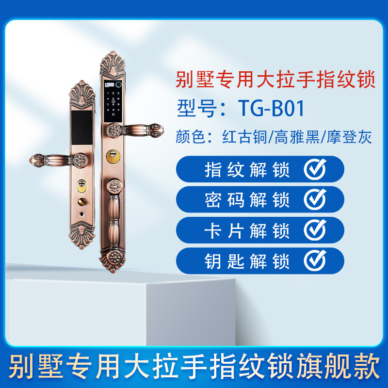 Cerradura de puerta de la villa, cerradura de huellas dactilares, cerradura electrónica de doble puerta china, cerradura de contraseña inteligente, cerradura inteligente