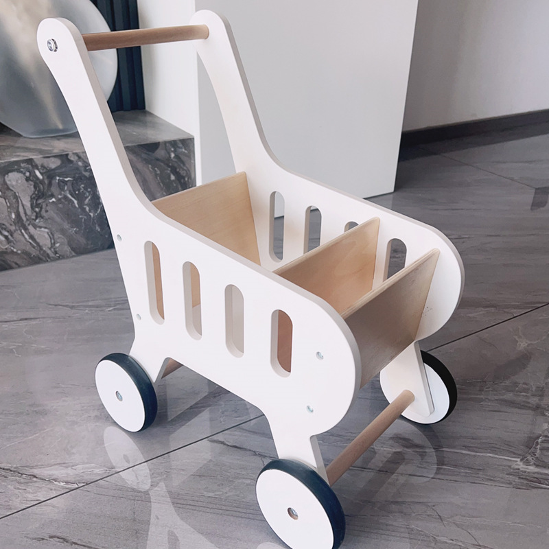 Casa de juegos para bebés, carrito de compras de madera para niños, carrito de compras, juguete de simulación, caminante de agarre para bebés y niños pequeños