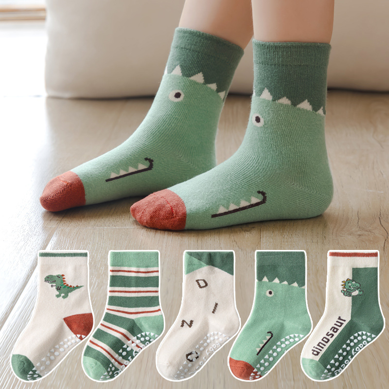 Minqi Otoño e Invierno que dispensan Calcetines antideslizantes para pisos al por mayor letras de dibujos animados calcetines para niños medianos y grandes calcetines para niños Trampolín