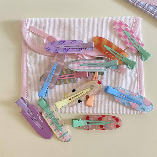 Summer fruit series grape cherry markless duck-billed hair clip cute sweet girl bangs side clip