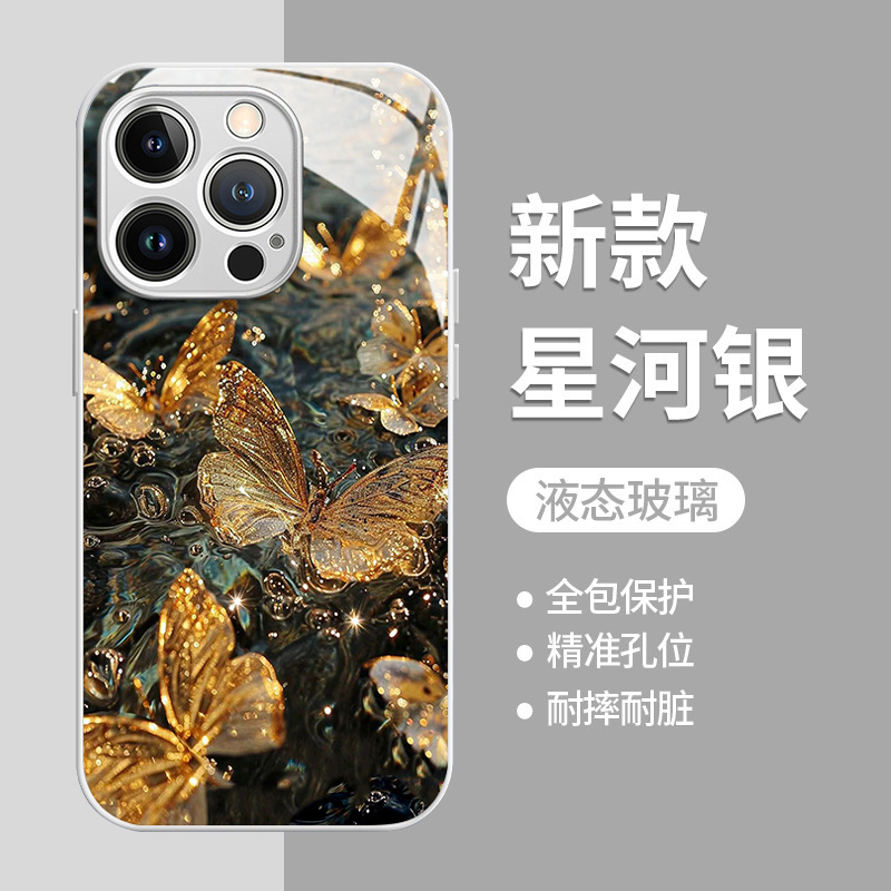 Gilded Butterfly Suitable for Apple 17Promax Mobile Phone Case Iphone15 Liquid Glass 16 High-End Protective Cover Gilded Butterfly Suitable for Apple 17Promax Mobile Phone Case Iphone15 Liquid Glass 16 High-End Protective Cover