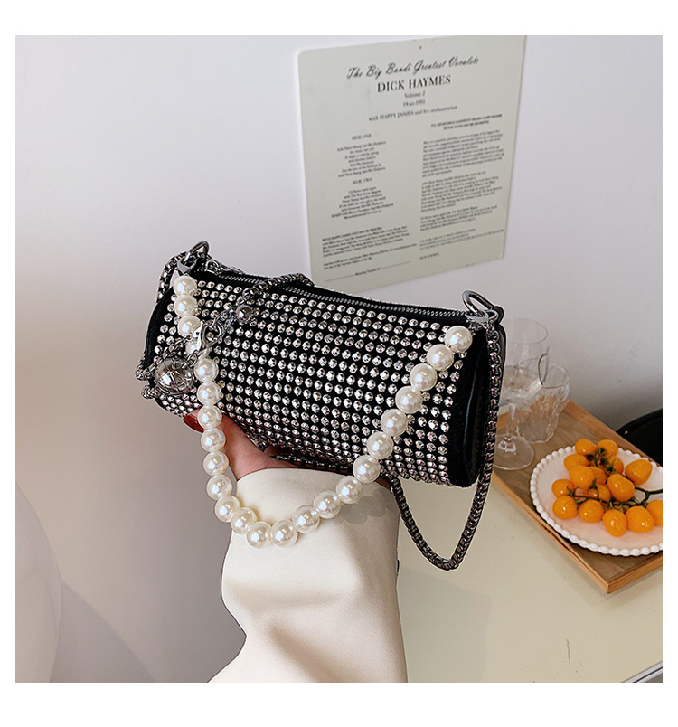 Diamond Female New Fashion Chain Messenger Cylinder Bag20*9*9cm display picture 2