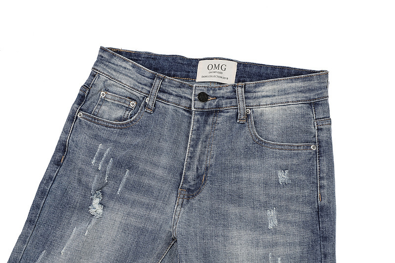 Men's Skinny Stretch Jeans With Leather Patch Motorcycle Style_voghion.com