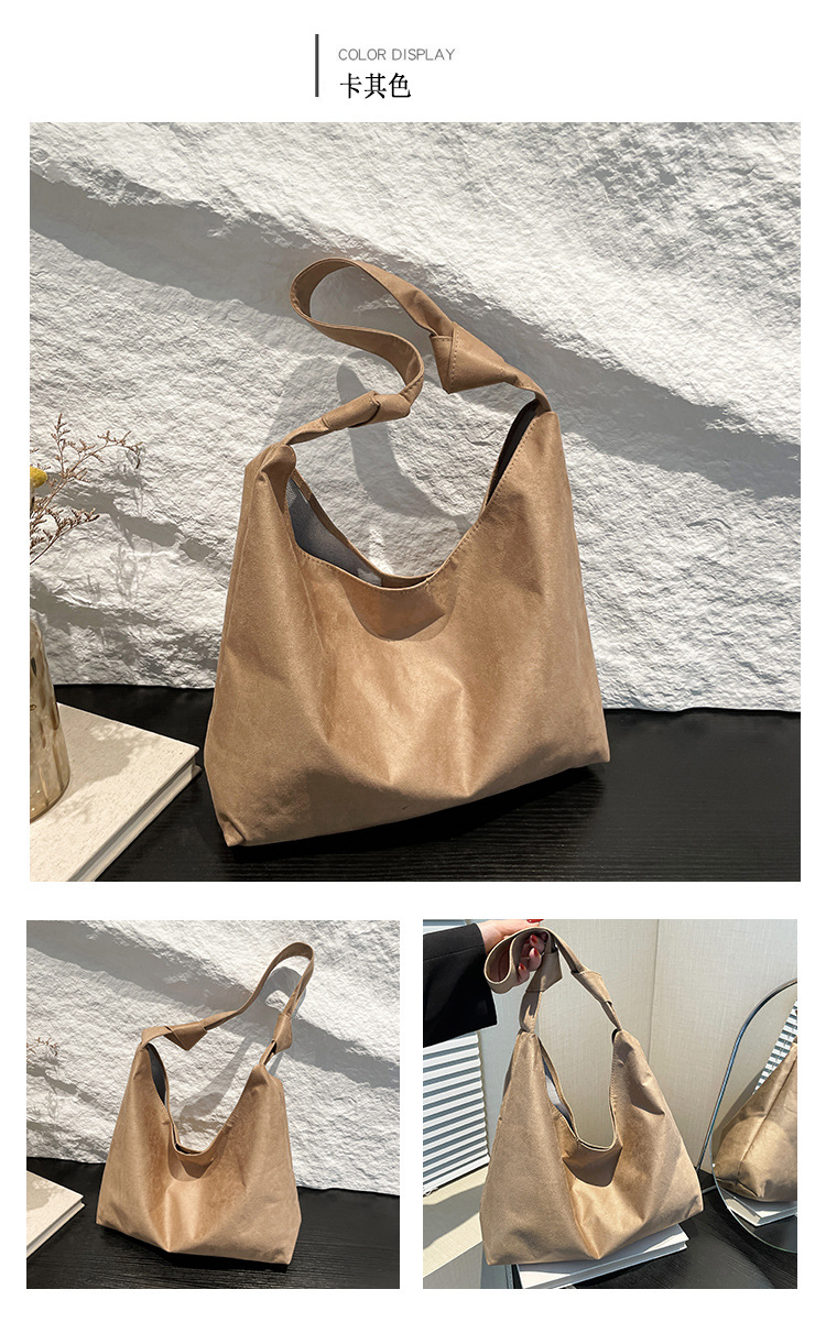 Cross-border suede large bag for women 2024 New style fashionable retro frosted tote bag for autumn and winter work and commuting bucket bag undefined