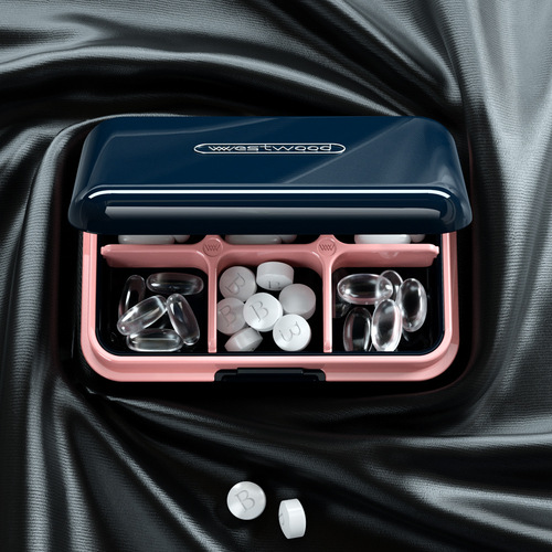 Westwood TP-008 New Six-Grid Medicine Box Large Capacity 7-Day Moisture-Proof Sealed Medicine Organizer Portable Medicine Box