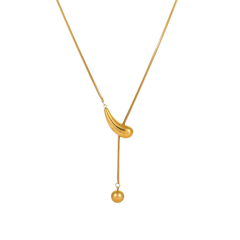 クロスボーダーチタン鋼スネークボーンチェーン非退色ステンレス鋼ネックレスメッキ 18K ゴールドライト高級デザインロング Y 字型チェーン卸売|undefined