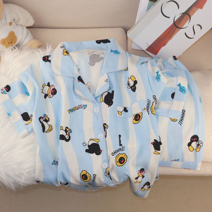 Al por mayor transfronterizo nuevo verano nubes de algodón dibujos animados mangas cortas pantalones cortos pijamas ropa de casa de mujer set ropa de casa de moda