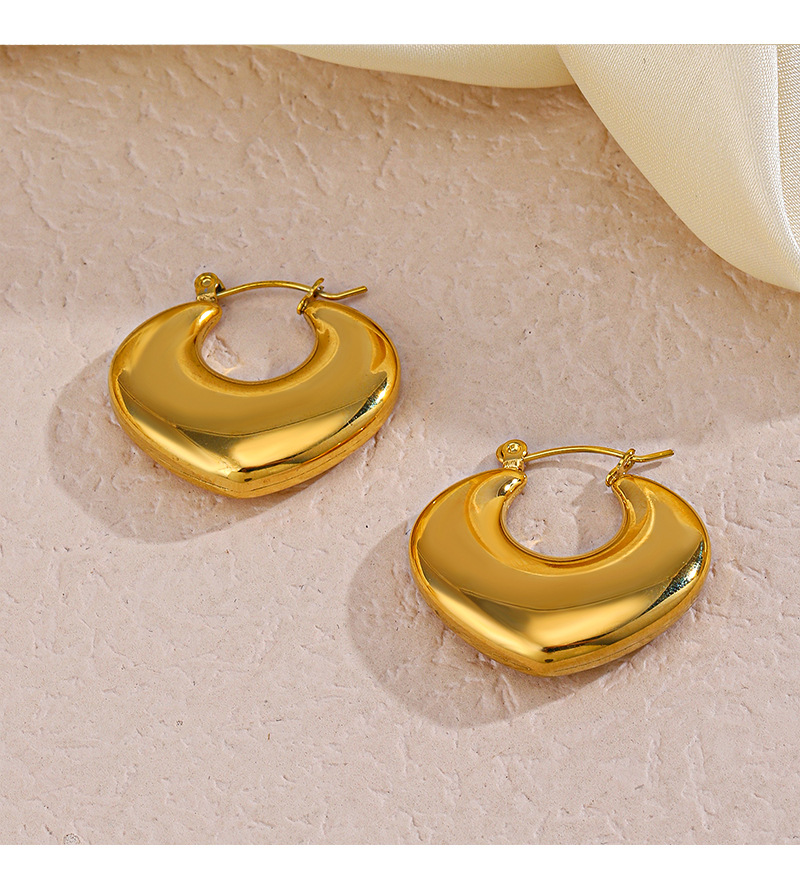 1 Pair Elegant Retro Heart Shape Plating 304 Stainless Steel 18K Gold Plated Earrings display picture 2