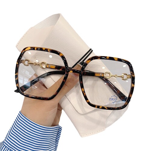 Black square large frame glasses for women Korean style new style big face slimming plain glasses frame Internet celebrity style glasses frame for men